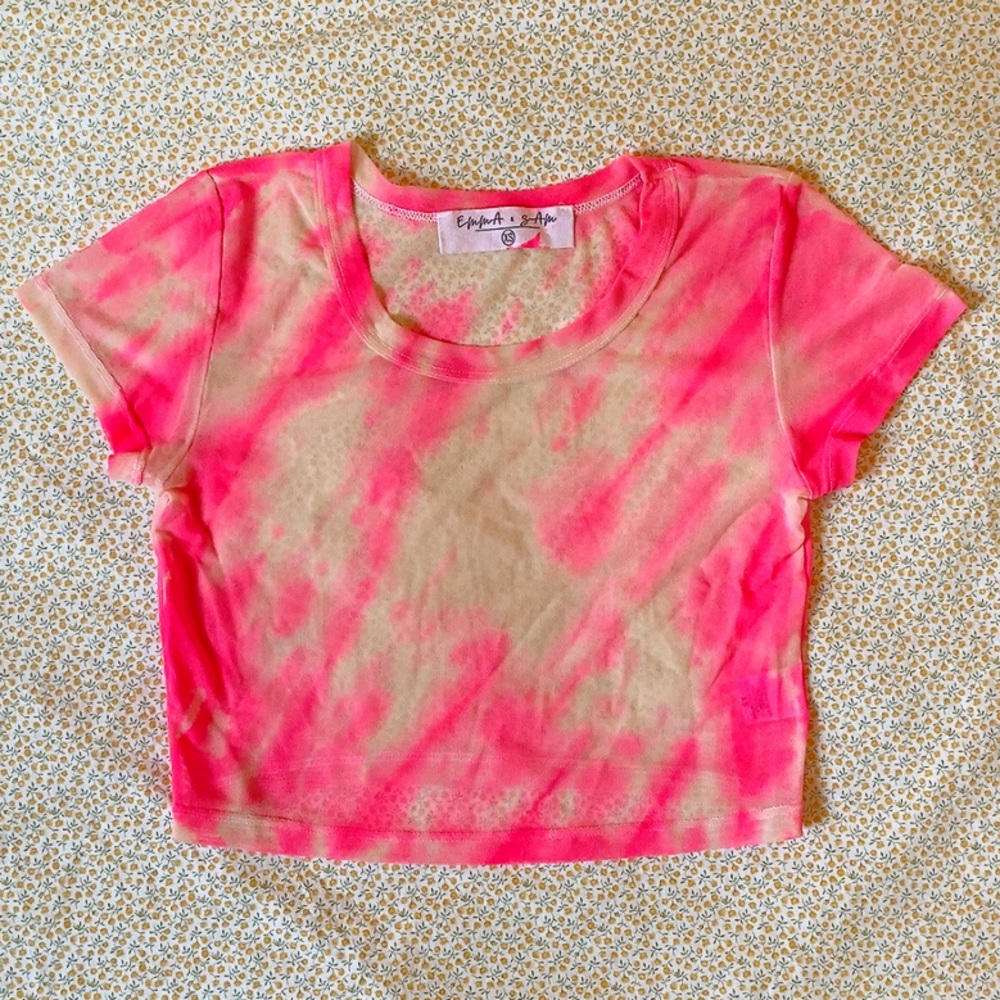 Mesh Crop Top Tye Dye Pink and Cream by Emma & Sam for LF size XS